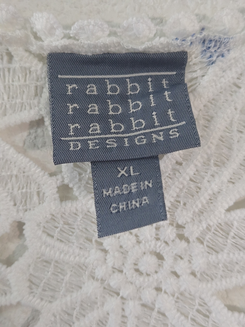 Rabbit Rabbit Rabbit White Lace Floral Crochet Open-Front Tunic - Picture 7 of 9